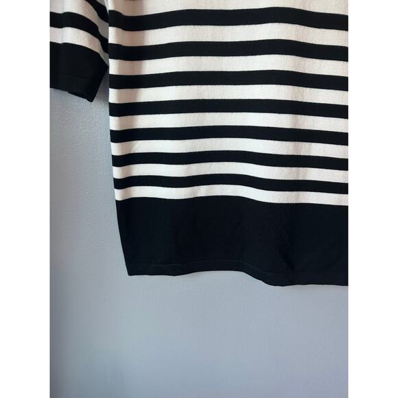 Philosophy Mock Neck Short Sleeve Striped Sweater Shirt Small - Picture 2 of 8